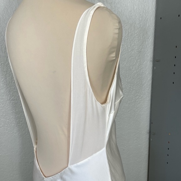 Vintage 90’s 100% Silk Slip Dress Silk Dress Cream White Cowl Prom Sheer - Picture 10 of 10